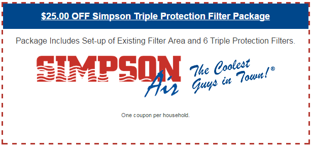 $25.00 OFF Simpson Triple Protection Filter Package