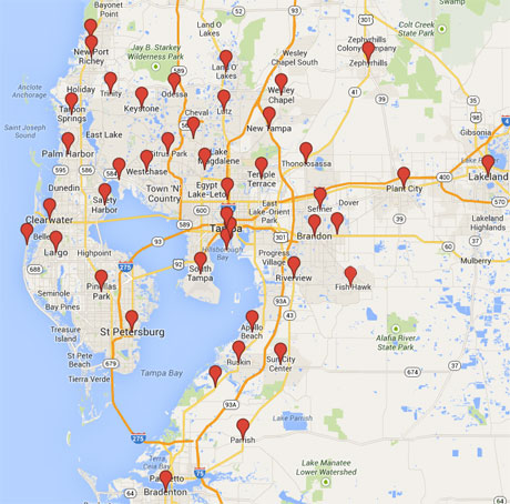 Tampa Bay Air Conditioning Service Area - Simpson Air